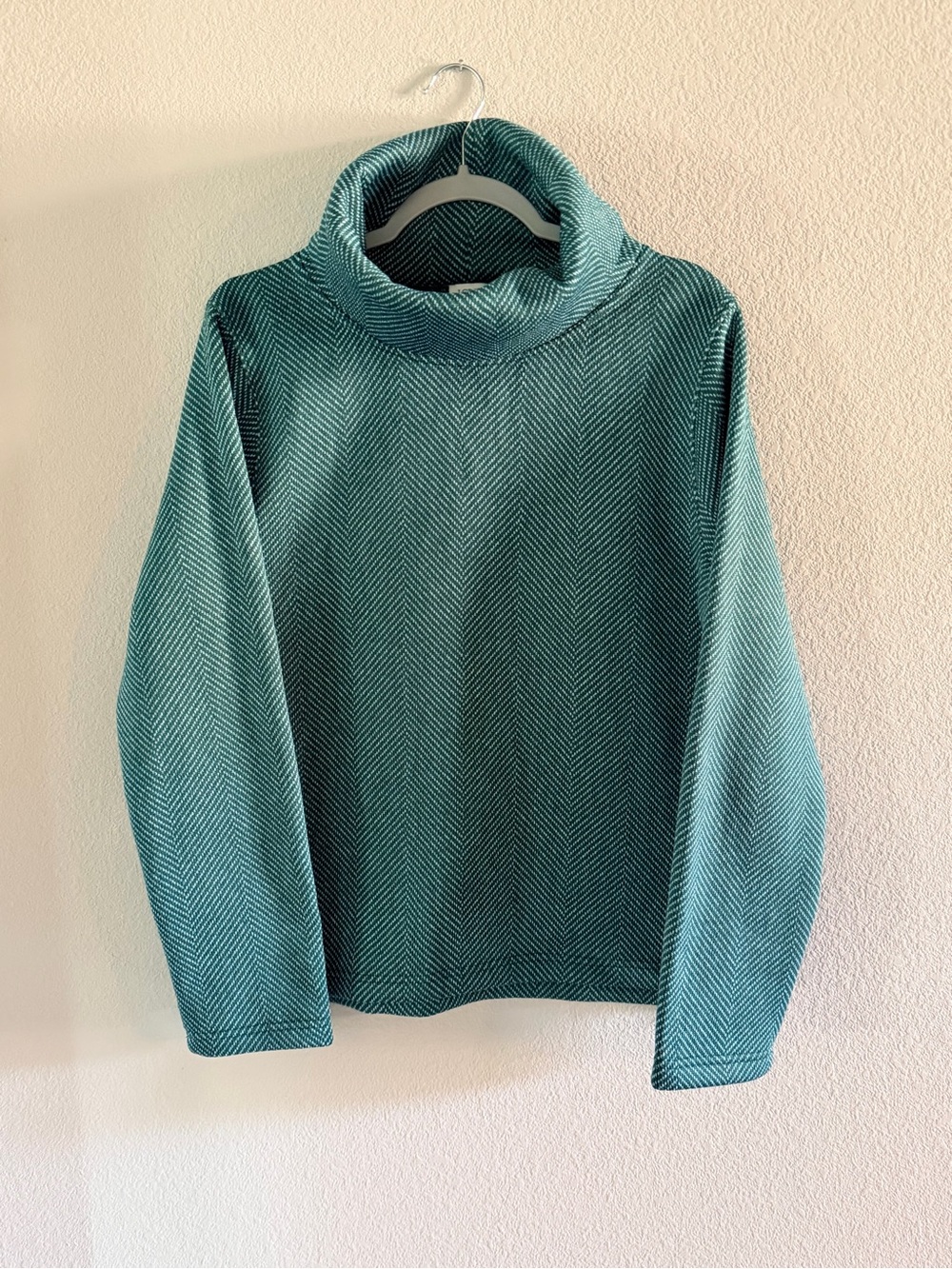 J. Crew Teal Herringbone Turtleneck Sweater